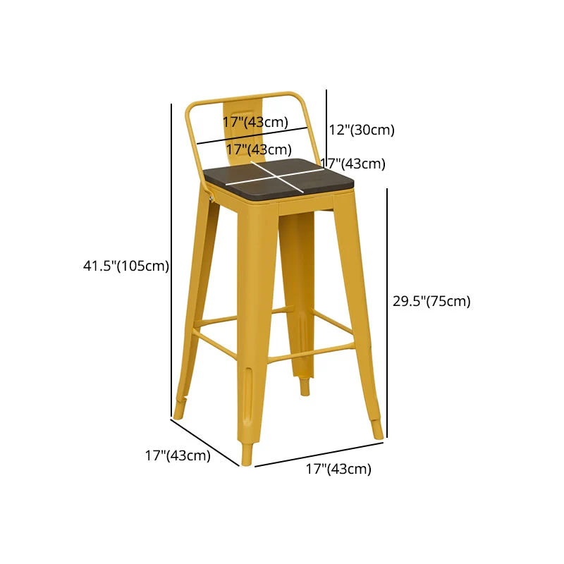 Zware belasting Industrial Zonnegeel Counter Stools Iron Wooden Bar Stools Footrest (Set 2)