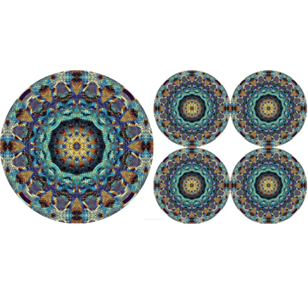 Zware belasting Set ronde vilten tafelmatten 1 + 4 - BARCELONA