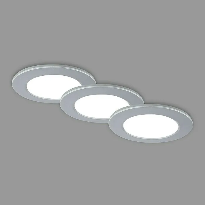Briloner Led-inbouwspotset - Ø x h: 92 cm x 45 mm, Chroom, 3 st. met CE-keuring
