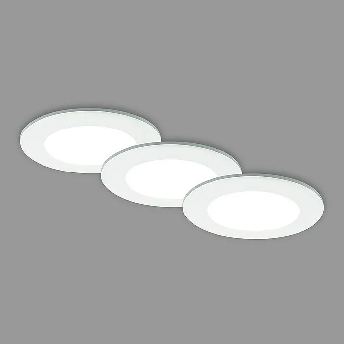 Briloner Led-inbouwspotset - Ø x h: 92 cm x 45 mm, Wit, 3 st. met CE-keuring