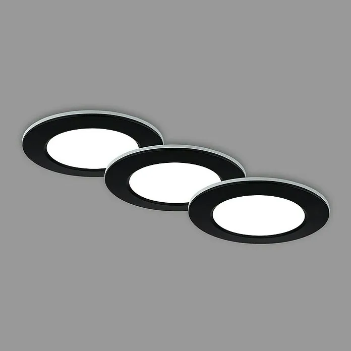 Briloner Led-inbouwspotset - Ø x h: 92 cm x 45 mm, Zwart, 3 st. voor industriële toepassingen