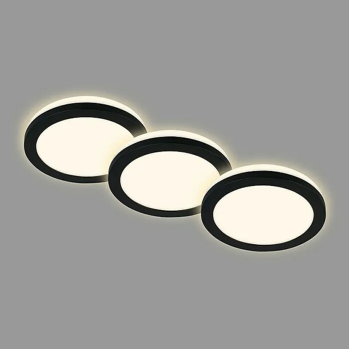 IP67 Waterdichte Briloner Led-inbouwspotset - Ø x h: 84 cm x 36,5 mm, Zwart, 3 st., Zacht wit