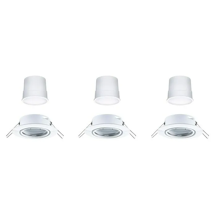 Paulmann Led-inbouwspotset - Ø x h: 90 x 6,5 mm, Gastvrij wit, Wit voor industriële toepassingen