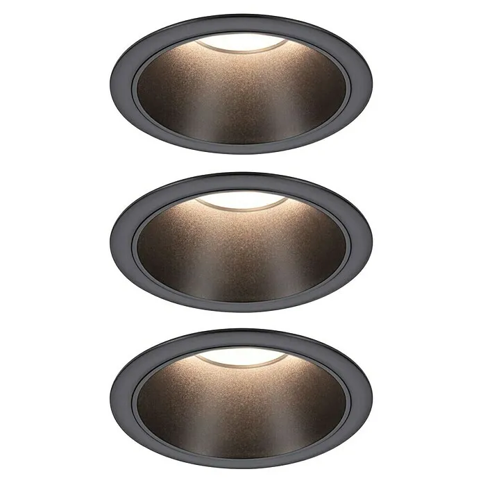Paulmann Led-inbouwspotset - Ø x h: 88 x 42 mm, Zwart, Gezellig wit