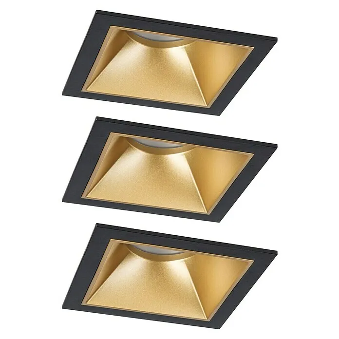 Paulmann Led-inbouwspotset - Zwart / Goud, 3 st., Gastvrij wit