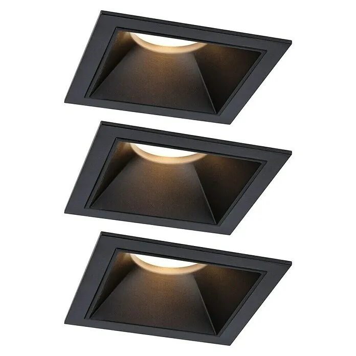 Paulmann Led-inbouwspotset - Zwart, 3 st., Zacht wit