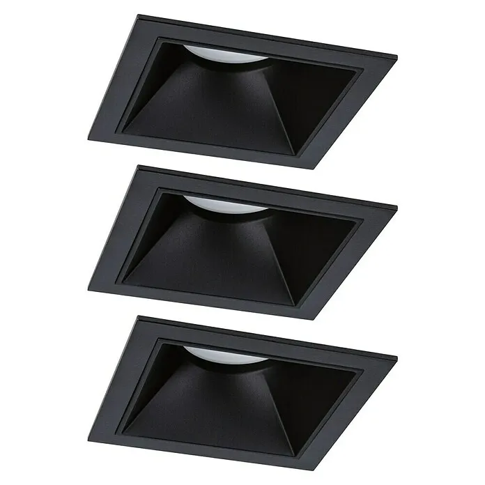 Paulmann Led-inbouwspotset - Zwart, 3 st., Zacht wit