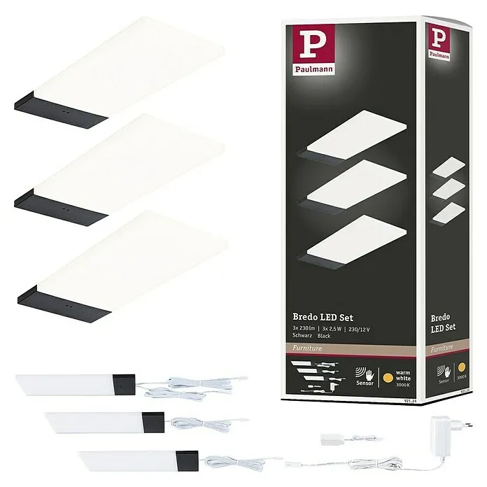 Paulmann Led-onderbouwverlichtingset - Gezellig wit, 3 st., Zwart