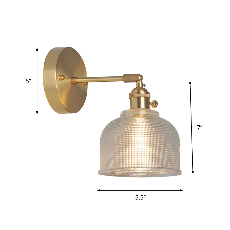 Wandleeslamp met ijzeren messing afwerking Zwenkarm 1-lichts industriële wandlamp met bloesem/kom schitterend glazen kap