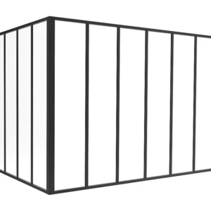 Glazen hoekbinnenraam industriële stijl gepoederlakt aluminium – L180 x L120 x H130 – Zwart – BAYVIEW