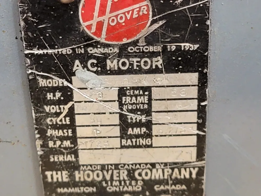 1/3 hp, 220 Volts, 1725 Rpm, 56 Industrial Motor - Directe Montage