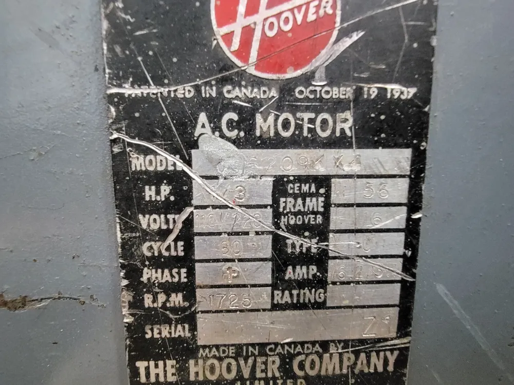 1/3 hp, 220 Volts, 1725 Rpm, 56 Industrial Motor - Directe Montage
