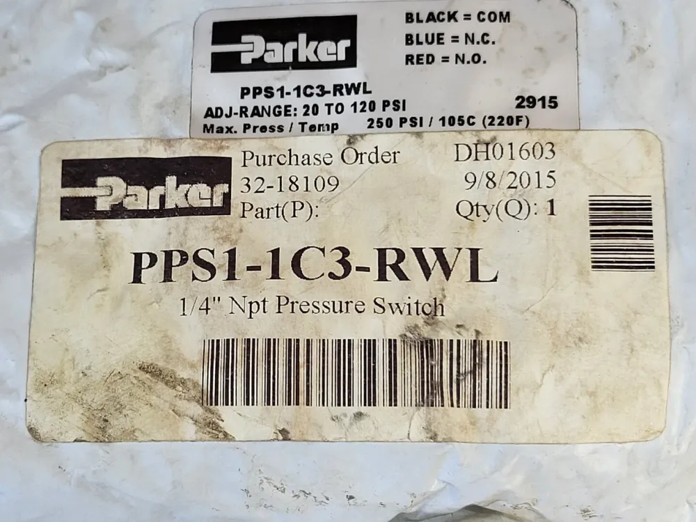 Hoogvermogen 1/4" NPT Pressure Switch PPS1-1C3-RWL