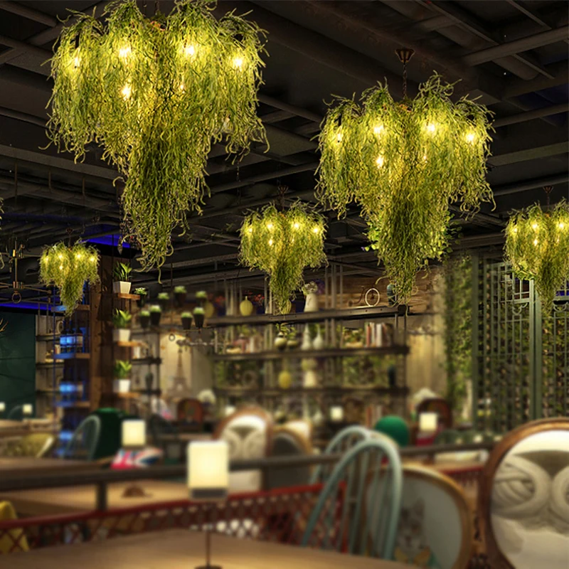 8/14 lichten ijzeren kroonluchter verlichting industrieel groen 1/2-tier restaurant plant ophanging hanglamp met CE-Keurmerk