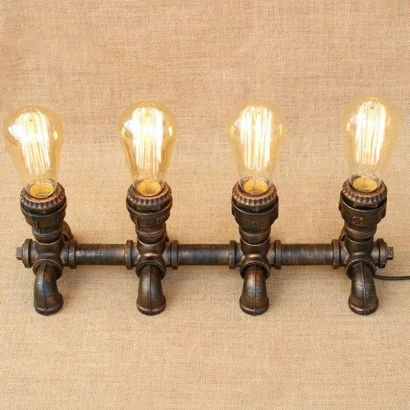Bronzen 2/3 lampen staande tafellamp industriële metalen open lamp tafelverlichting met pijpontwerp voor koffieshop voor I...