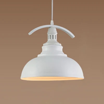 Industriële Bowl Shade hanglamp 1 zwak metalen hanglamp met 91 cm snoer, verstelbaar roest/wit/zwart
