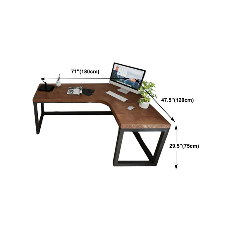 L-Shape Brown Writing Desk Industrial Eenkleurig Wood Office Desk 47l