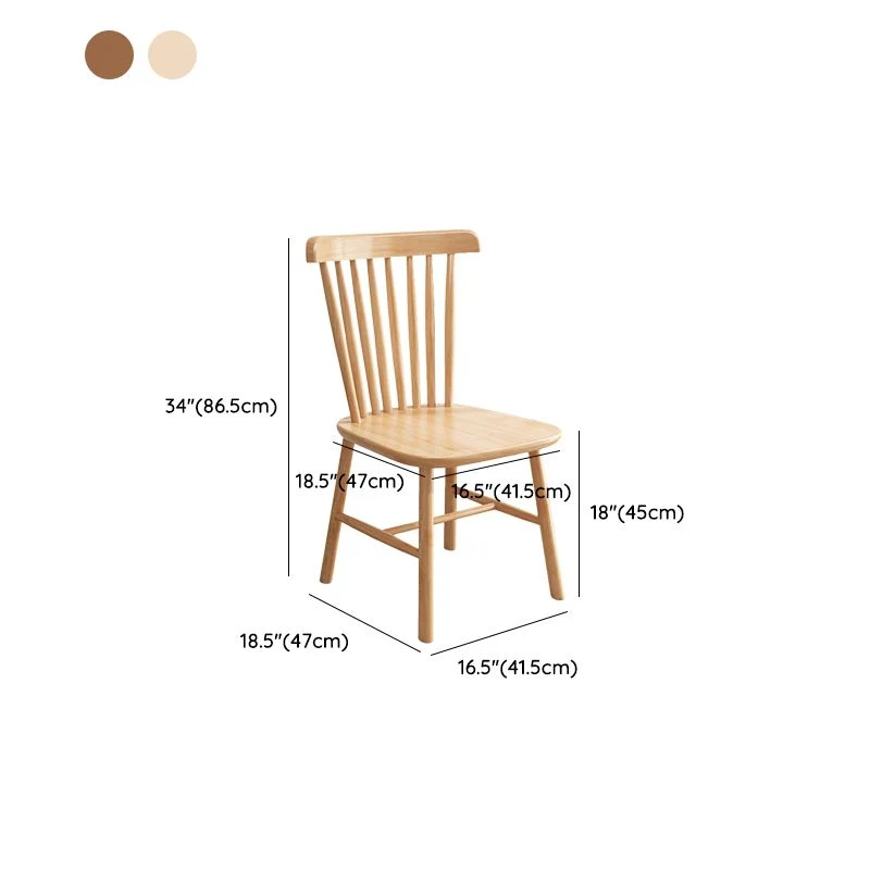 Stevig Wood Dining Chair Industrial Style Windsor Back Side Chair Natural