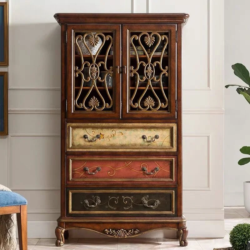 Kantelbare Industrial Cabriole Legs Accent Cabinet Effen Wood Storage Cabinet Drawer 25