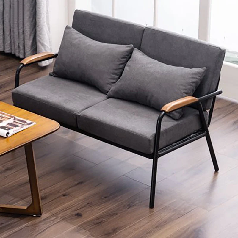 Industrieel Grade Koolzwart Industrial Linen Sofa Bolster Pillows 29.53"High Square Arm Sofa 43