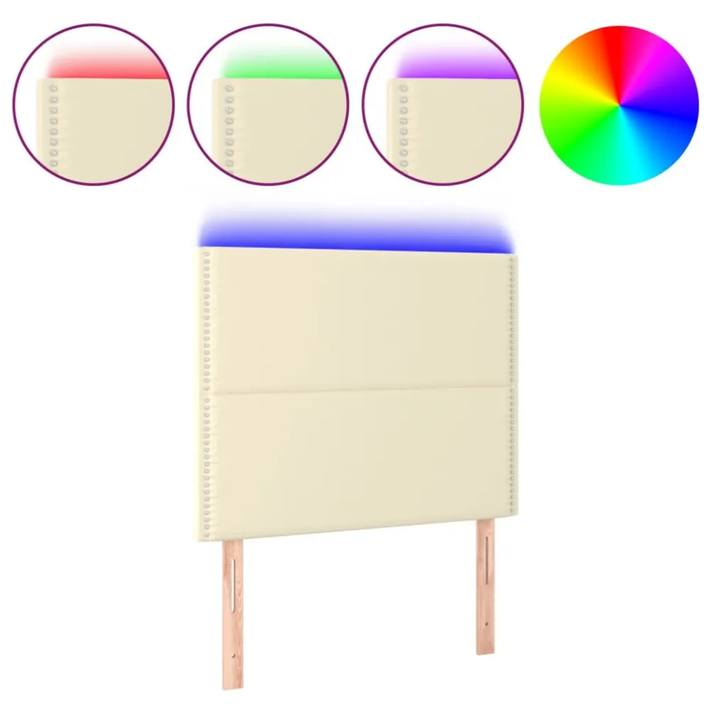 Hoofdbord LED 80x5x118/128 cm kunstleer crèmekleurig met ESD-bescherming