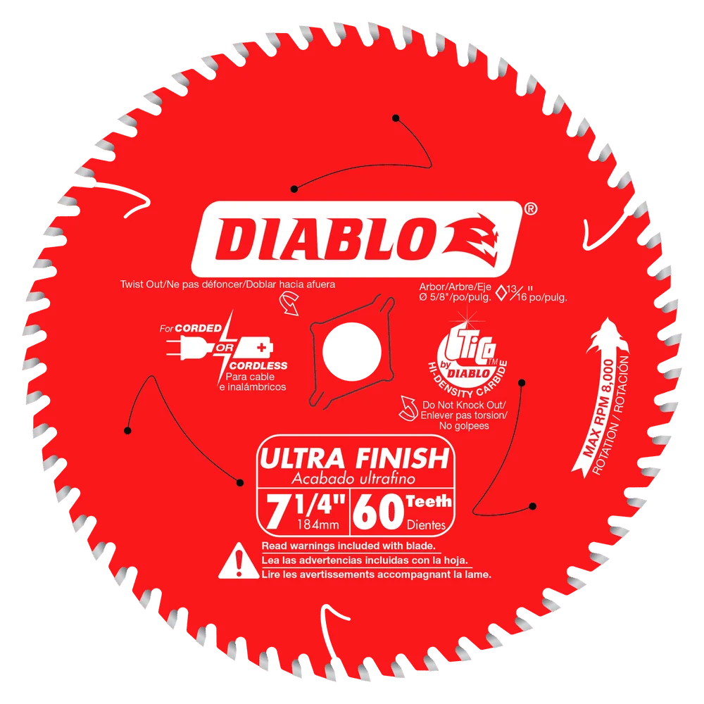 DIABLO 7-1/4" X 60 Tooth Ultra Finish Saw Blade