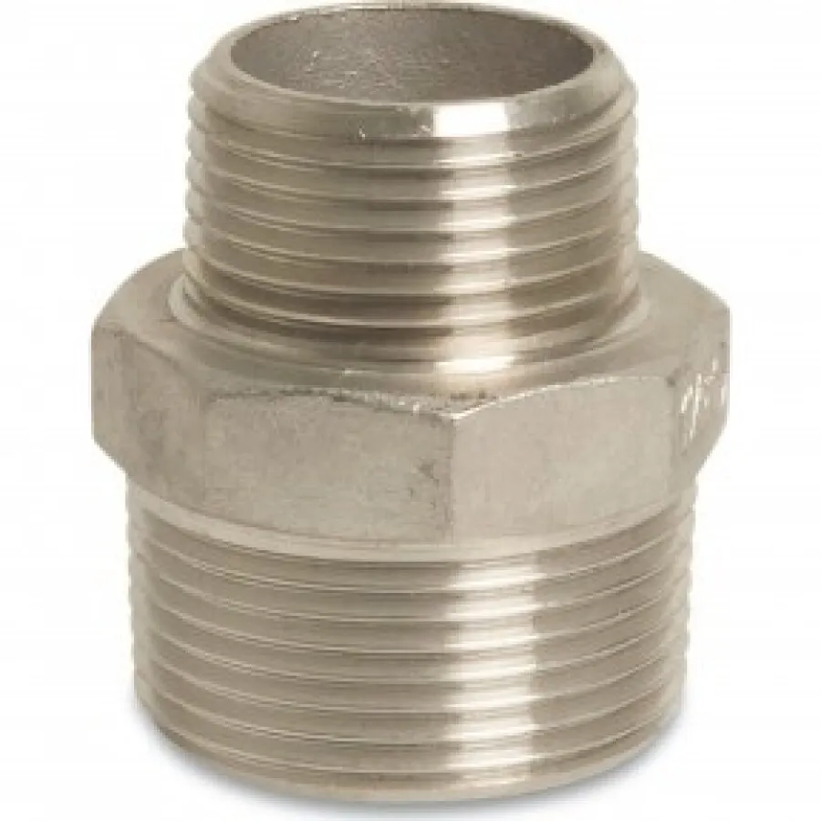 Gecertificeerd DIN/ISO Zeskant Verloopnippel - Fig.245 - RVS - buiten/buiten - 1" x 1/2"