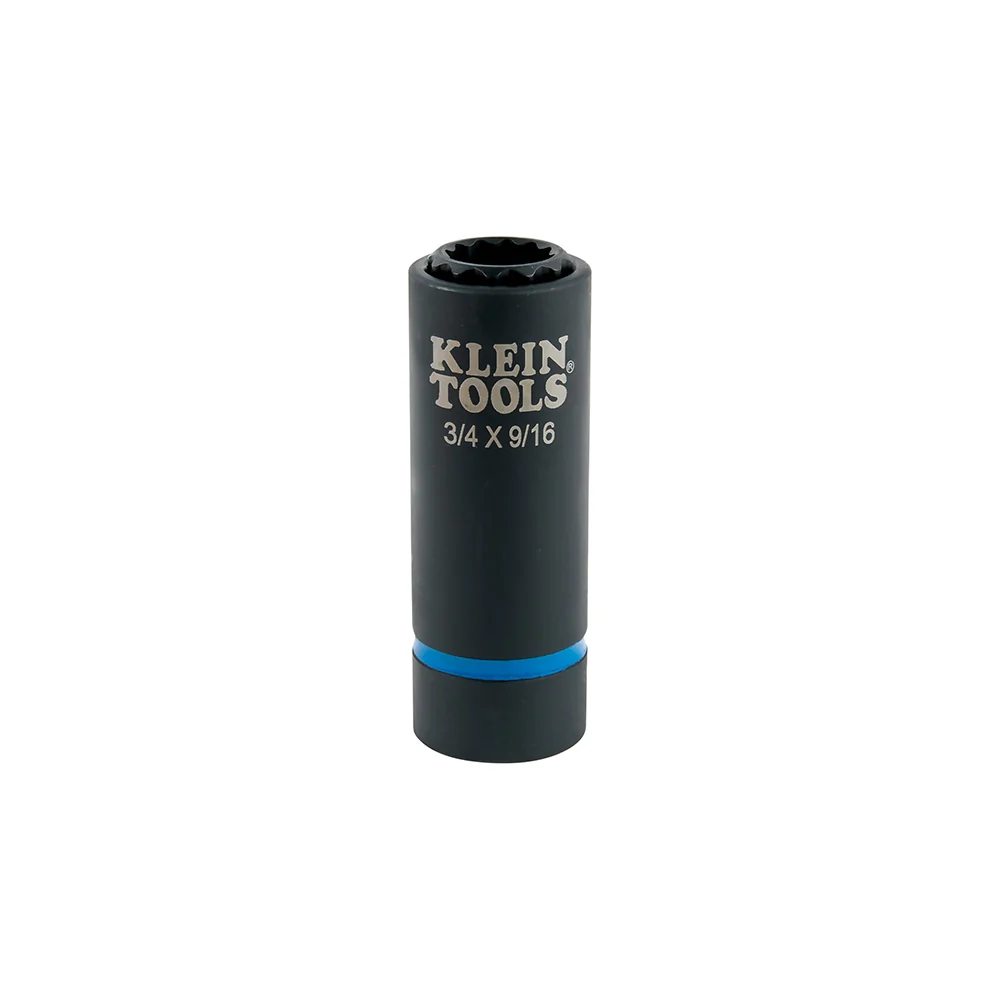 KLEIN TOOLS 2--1 Impact Socket, 12-Point, 3/4 and 9/16-Inch