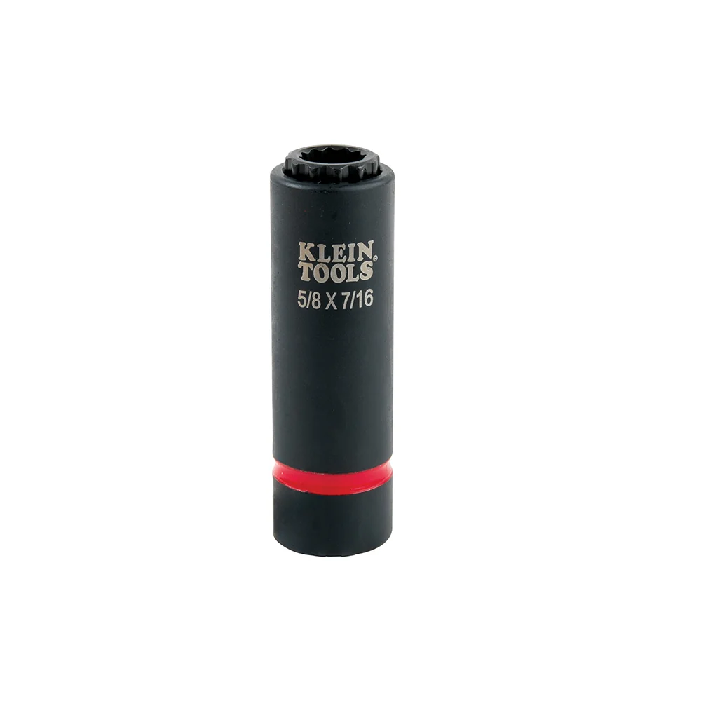 KLEIN TOOLS 2--1 Impact Socket, 12-Point, 5/8 and 7/16-Inch