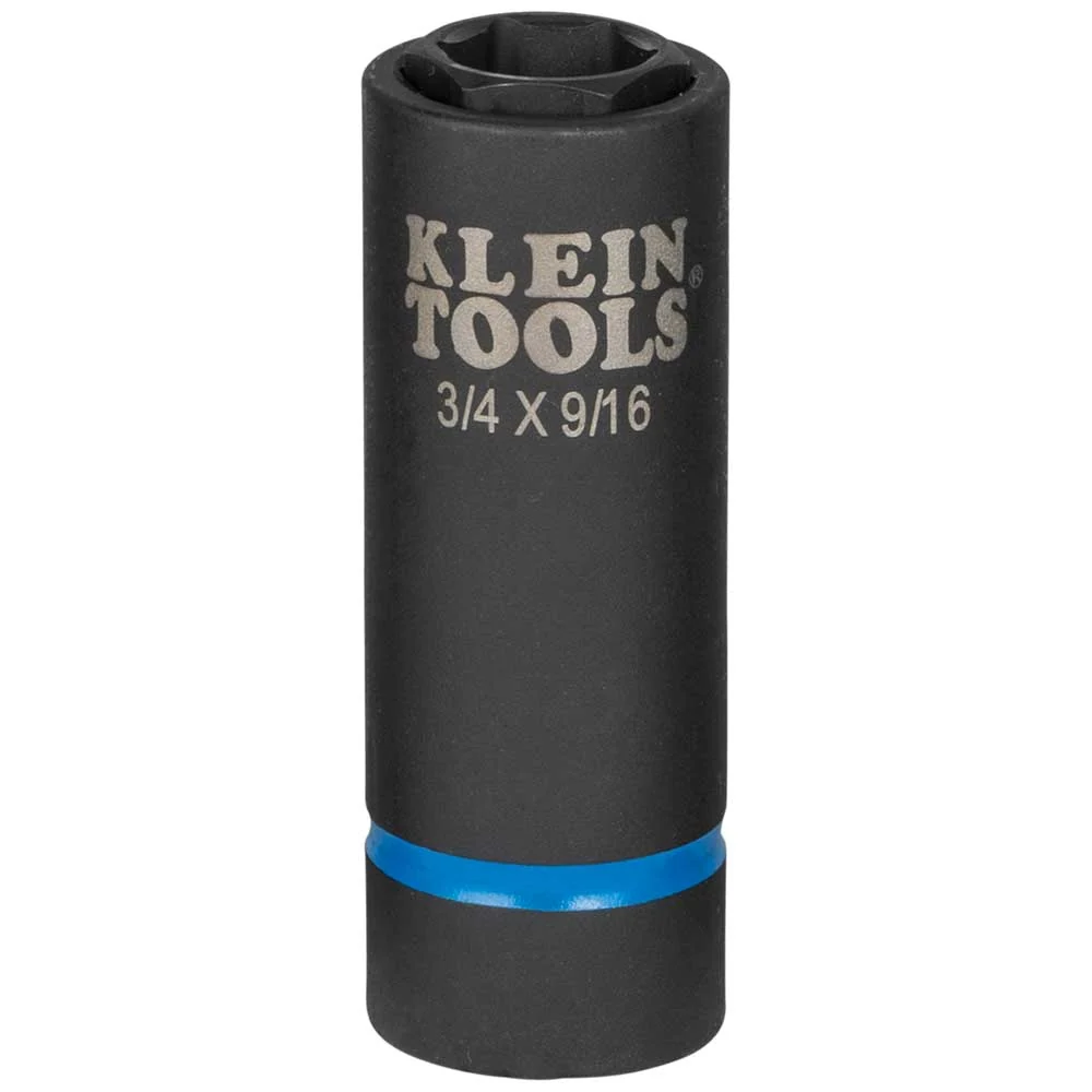 KLEIN TOOLS 2--1 Impact Socket, 6-Point, 3/4 and 9/16-Inch