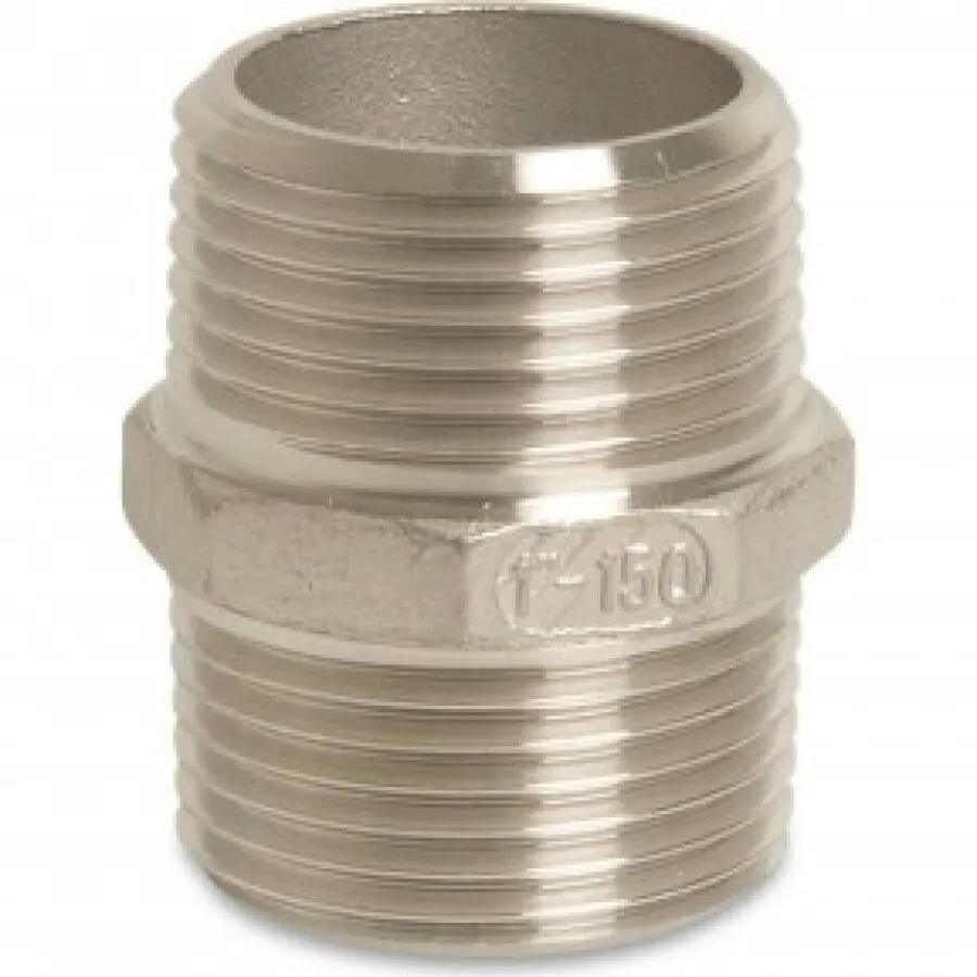 Band Profec Zeskant Dubbele nippel - Fig.280 - RVS - buiten/buiten - 1/4"