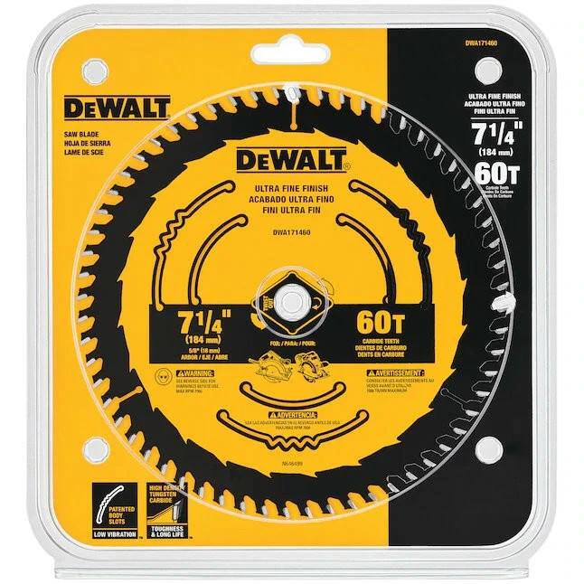 DeWalt 7-1/4- 60-Tooth Fine Finish Tungsten Carbide-tipped Staalsoort Circular Saw Blade