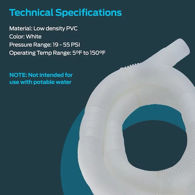 EZ-FLO 1-1/4- ID x 6-ft PVC Sneeuwwit Bilge Pump Discharge Tubing