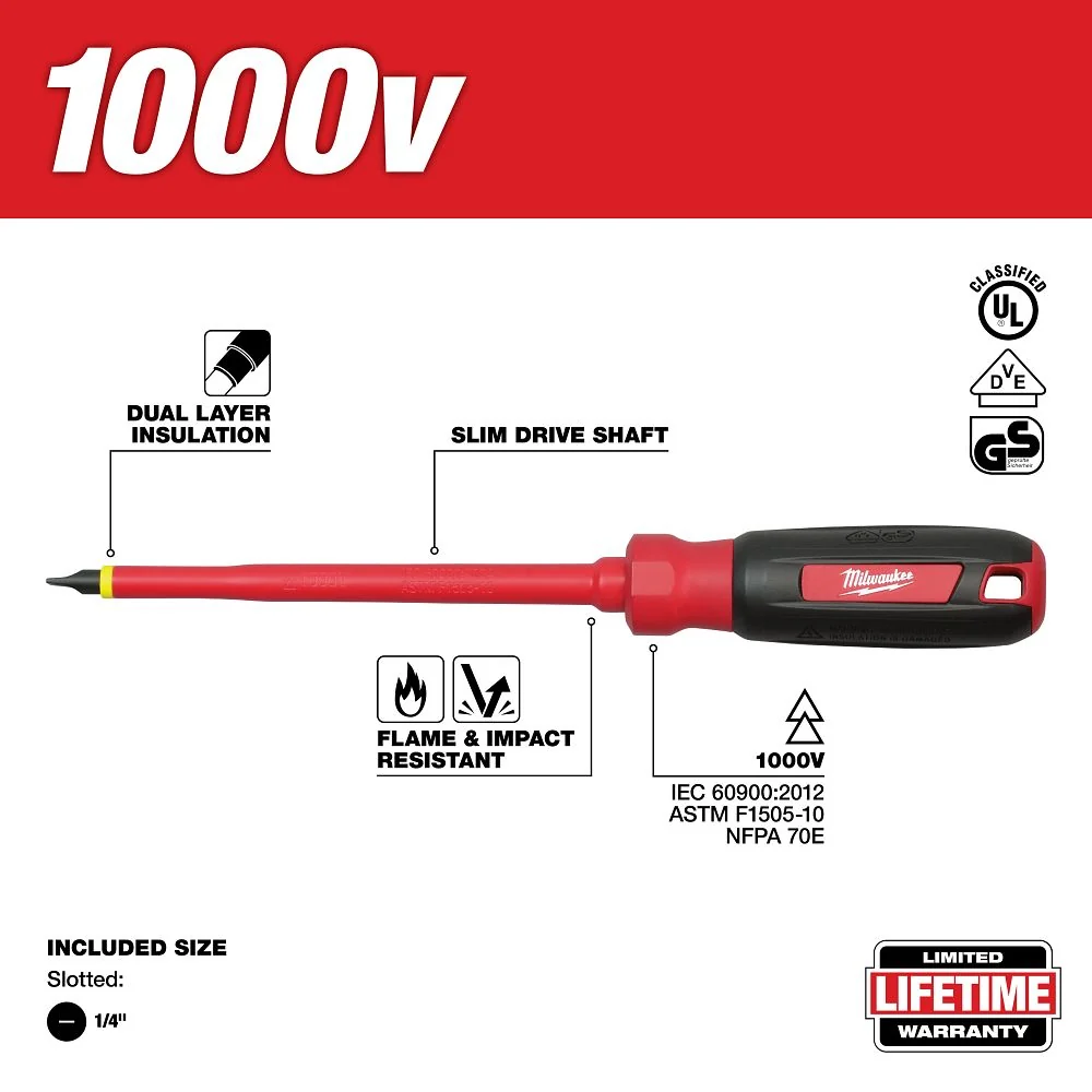 Milwaukee Tools 1/4 . Slotted - 6 . 1000 V 48-22-2221