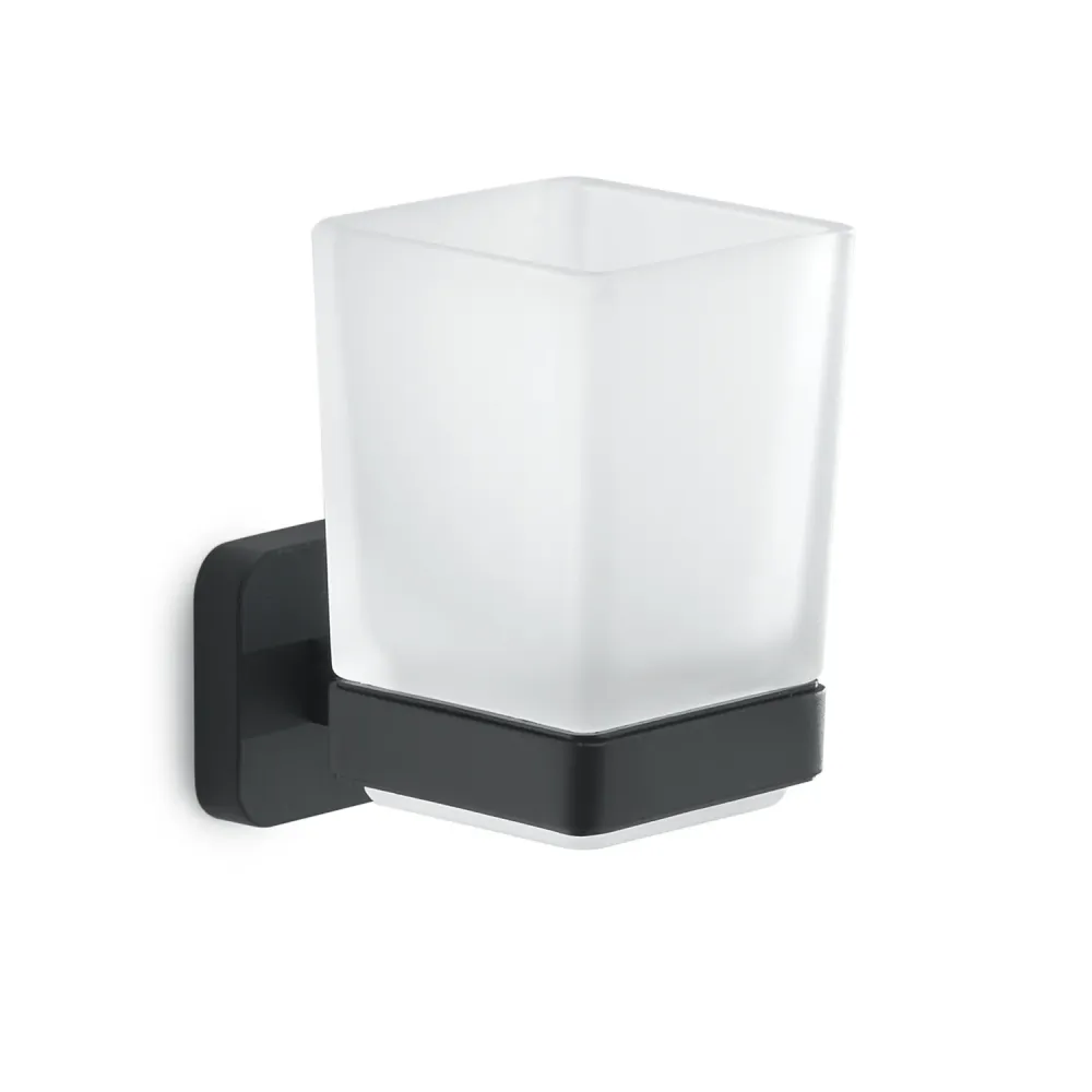 Toothbrush holder Gedy model Tonga 6.4x9.7x10.5H - Matte Ravenzwart