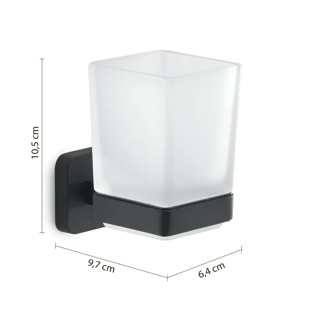 Toothbrush holder Gedy model Tonga 6.4x9.7x10.5H - Matte Ravenzwart