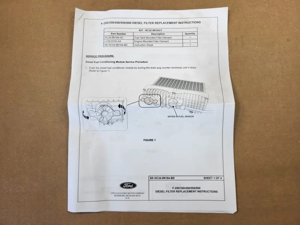 Vlakke Diesel Fuel Filter Replacement Kit HC3Z-9N184-F
