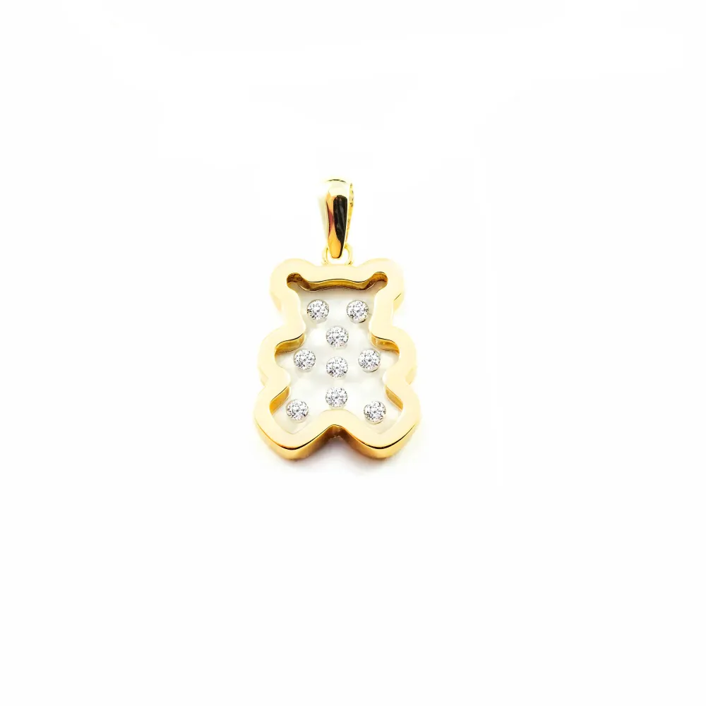 9ct Yellow Gouden Bear Cubic Zirconia pendant shine