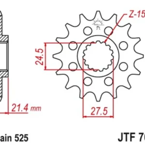 Conische Piñón JT 709 de acero con 16 dientes