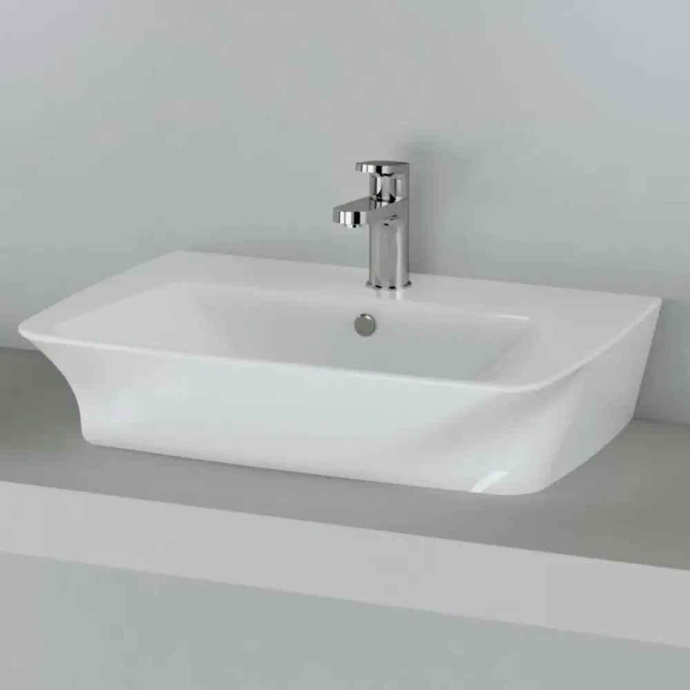 Wall-hung or countertop sink Ceramica Azzurra Hera series 63x43x14.5 cm - Glossy ivoor