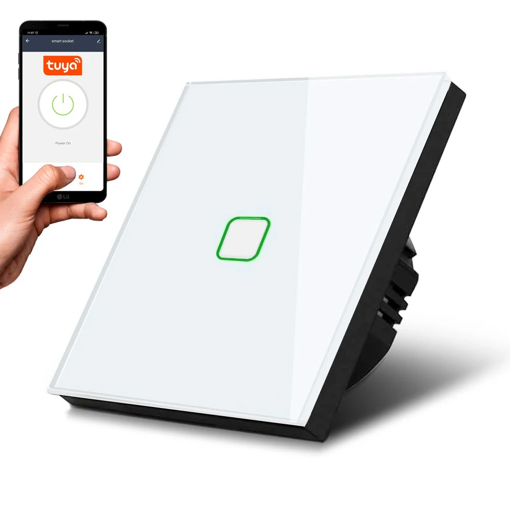 Maclean MCE716W Connected WiFi Touch Light Switch Compatibel met Tuya App Wandschakelaar Glazen schakelaar met van kleur v...