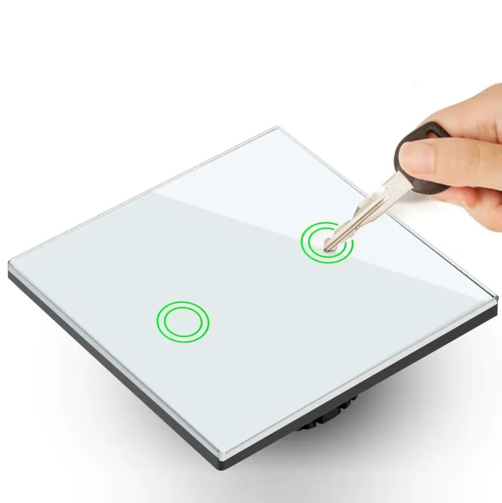 Maclean - Schakelaar Slimme WiFi 2-voudige Touch Light Switch compatibel met Tuya APP Wandschakelaar Glazen schakelaar met...