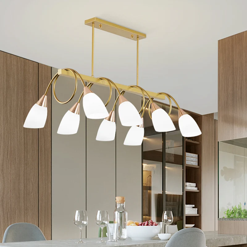 Tulip Shade Island Lamp Hedendaags Melkglas Restaurant Hanglamp