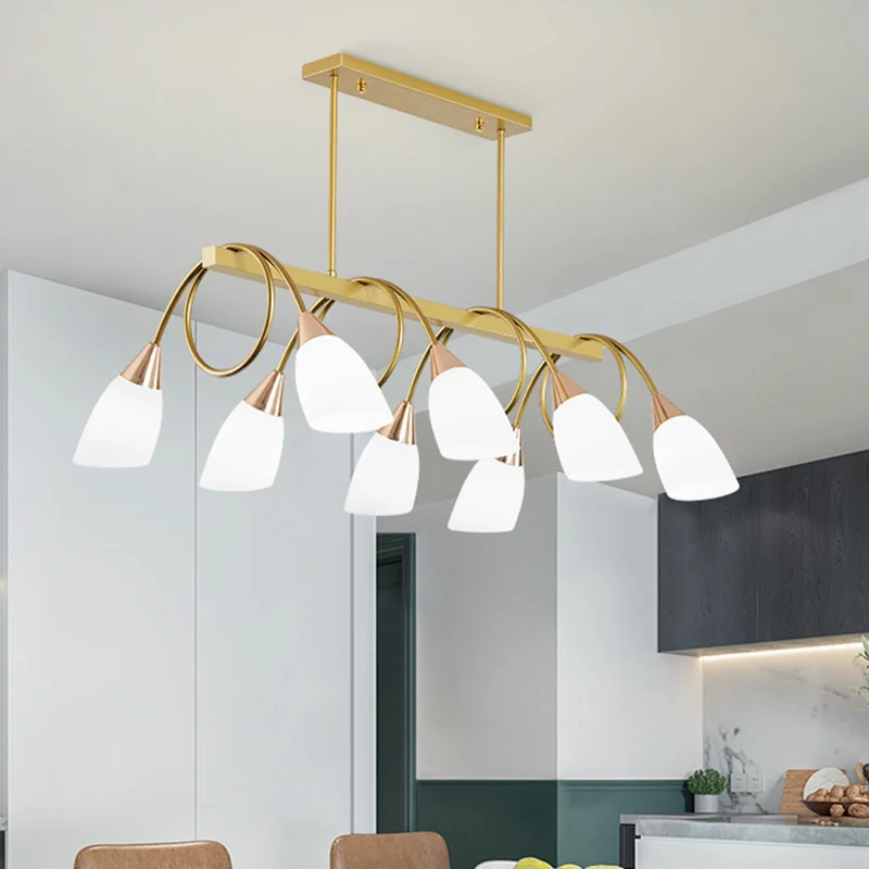 Tulip Shade Island Lamp Hedendaags Melkglas Restaurant Hanglamp