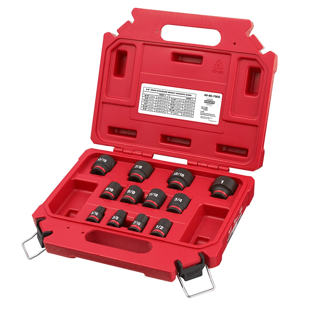 MILWAUKEE B2783 Impact Duty 3/8" Drive SAE Typisch 6 Point Socket Set