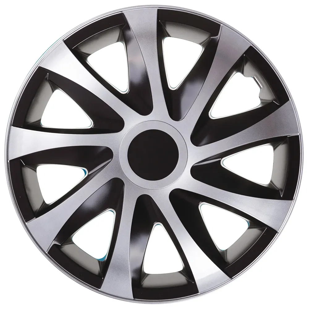 RVS 316 DRACO Set van 4 stuk Wieldoppen CS 14 " -zilver /zwart