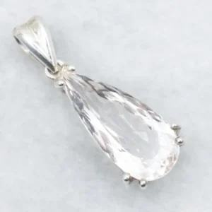 Sterling Silver Teardrop Morganite Pendant