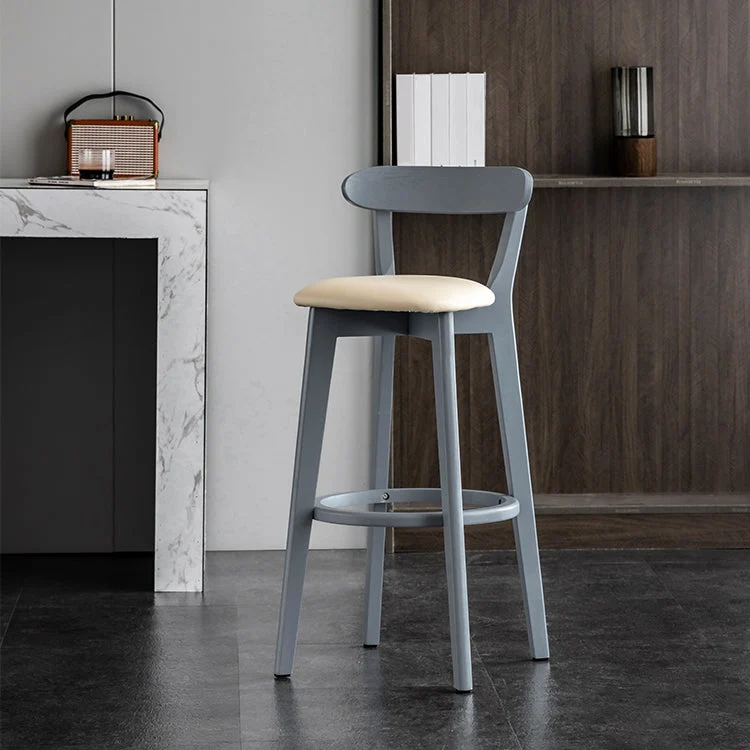 Grijs Wood Bar Stools Industrial Style Armless Stool Low Back Gietijzer Black