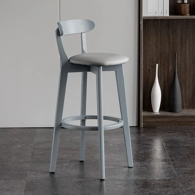 Grijs Wood Bar Stools Industrial Style Armless Stool Low Back Gietijzer Black