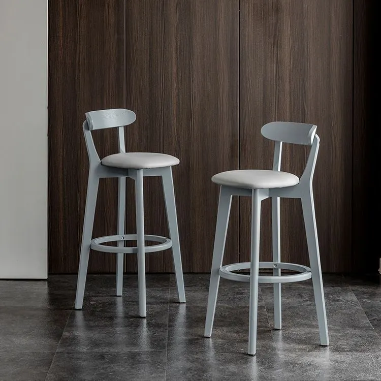Grijs Wood Bar Stools Industrial Style Armless Stool Low Back Gietijzer Black